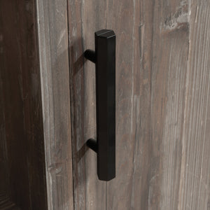 English Elm File Credenza Brown Finish with Adjustable Shelf, Durable Engineered Wood, Black Metal Accents, Spacious Storage B356P367839