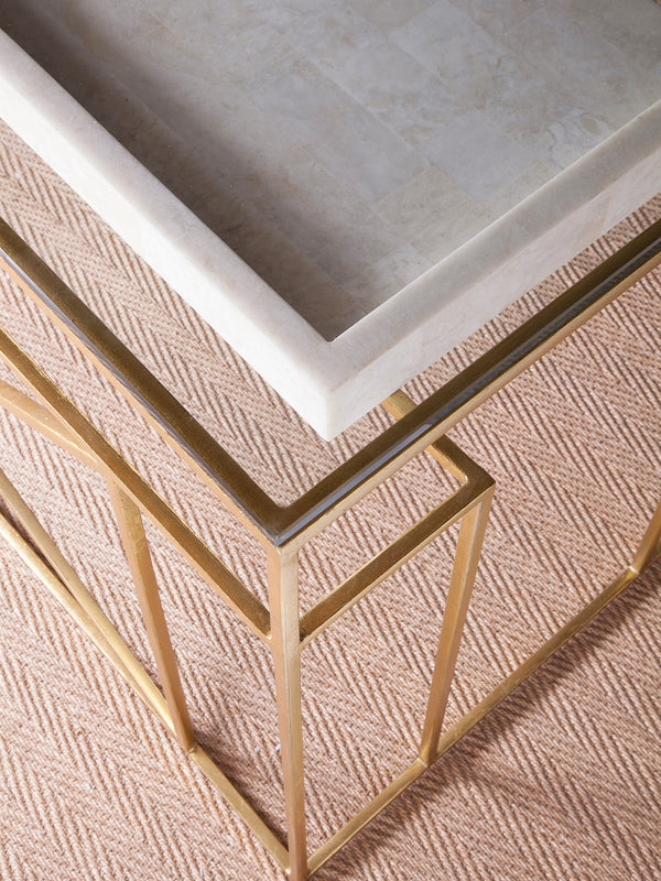 Lexington Artistica Home Cumulus Writing Table - Luxurious Gold Foil Frame With Unique Fossilized Crystal Floating Shelf Design Gold Wood 2024-933c