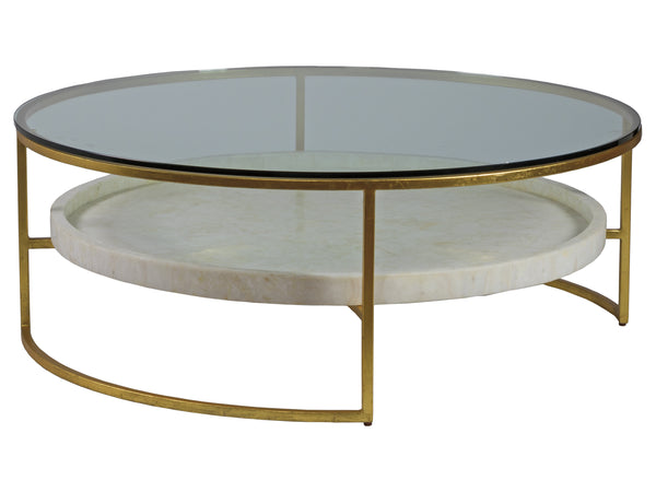 Lexington Artistica Home Cumulus Cocktail Table - Stunning Iron Base With Gold Foil Finish And Unique Fossilized Crystal Shelf Gold Wood 2024-941c