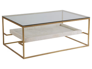 Lexington Artistica Home Cumulus Cocktail Table - Stunning Iron Base With Gold Foil Finish And Unique Fossilized Crystal Shelf Gold Wood 2024-945c