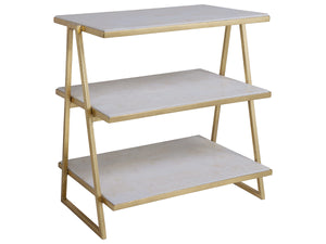 Lexington Artistica Home Cumulus Tier Table - Exquisite Iron Frame With Gold Foil Finish And Unique Fossilized Crystal Shelves Gold Wood 2024-958