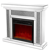 Hearth and Haven Electric Fireplace with 7 Colors Adjustable 3D Flame, Remote Control and LED Lights, Silver W1685S00003