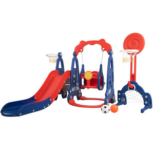 English Elm 5 in 1 Giraffe Toddler Playset with Slide Swing Basketball Ringtoss Football Target W2181P149199