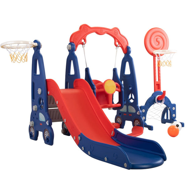 English Elm 5 in 1 Giraffe Toddler Playset with Slide Swing Basketball Ringtoss Football Target W2181P149199