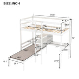 Hearth and Haven Convertible Bunk Bed with Shelves, Ladder and L-Shaped Desk, White GX000415AAK