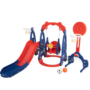 English Elm 5 in 1 Giraffe Toddler Playset with Slide Swing Basketball Ringtoss Football Target W2181P149199