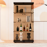 Hearth and Haven Exuberant Two-door Tawny Glass  Display Cabinet with 4 Shelves, Black W1806S00013