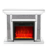 Hearth and Haven Electric Fireplace with 7 Colors Adjustable 3D Flame, Remote Control and LED Lights, Silver W1685S00003