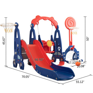 English Elm 5 in 1 Giraffe Toddler Playset with Slide Swing Basketball Ringtoss Football Target W2181P149199