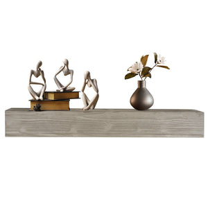 English Elm 72" Solid Cedar Floating Mantel Shelf with Brushed Grain Finish for Farmhouse Decor W1390138523