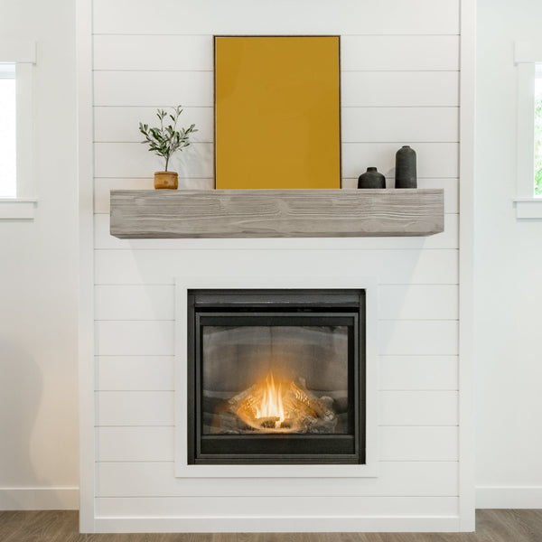 English Elm 72" Solid Cedar Floating Mantel Shelf with Brushed Grain Finish for Farmhouse Decor W1390138523