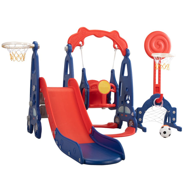 English Elm 5 in 1 Giraffe Toddler Playset with Slide Swing Basketball Ringtoss Football Target W2181P149199