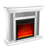 Electric Fireplace with 7 Colors Adjustable 3D Flame, Remote Control and LED Lights, Silver