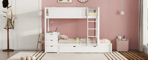 English Elm Twin-over-twin Bunk Bed with Trundle Built-in Desk Storage Drawers and Power Outlets White LT000363AAK-1