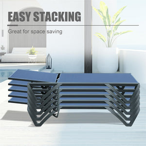 English Elm Outdoor Lounge Chair with Side Table, Aluminum Texitilene Recliner w/ 5 Positions, Wheels, Weatherproof Navy Blue W1859P149683