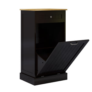 English Elm One Drawer Tilt Out Trash Cabinet Matte Black Mdf Kitchen Storage Bin Organizer W1120127325