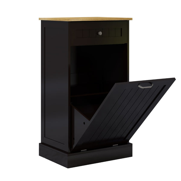 English Elm One Drawer Tilt Out Trash Cabinet Matte Black Mdf Kitchen Storage Bin Organizer W1120127325