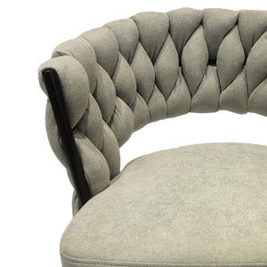 English Elm 26" Swivel Barstools Set of 2 Woven Back Suede Upholstered Gold Leg Counter Chairs W2189S00814