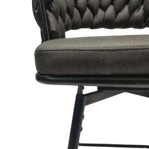 English Elm 28" Technical Leather Woven Bar Stool Set of 2 — 360° Swivel Upholstered Counter Stools, Durable Comfort Brown+Tan W2189131686