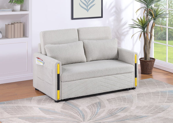 English Elm Percy Teddy Velvet Sleeper Loveseat with Dual Pull Sofa Bed for Guest Rooms B061P151389