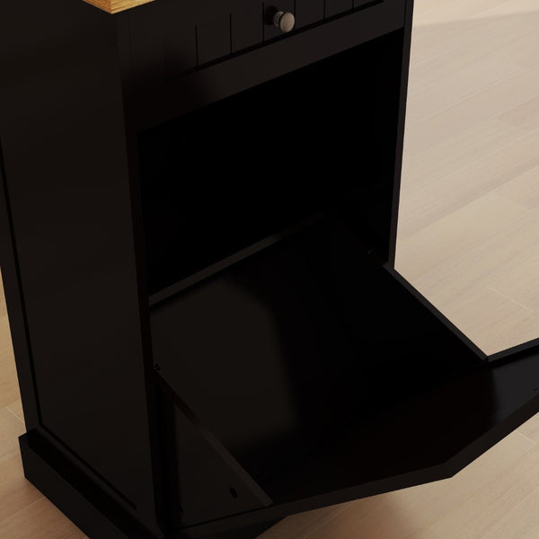 English Elm One Drawer Tilt Out Trash Cabinet Matte Black Mdf Kitchen Storage Bin Organizer W1120127325