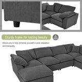 English Elm Oversized Modular Sectional Sofa With Ottoman L Shaped Corner Sectional For Living Room, Office, Spacious Space