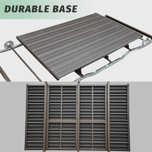 English Elm 4-Seat Retro Metal Glider Bench with Canopy, Aluminum Frame, Smooth Quiet Glide, Weatherproof Comfort W1859S00045