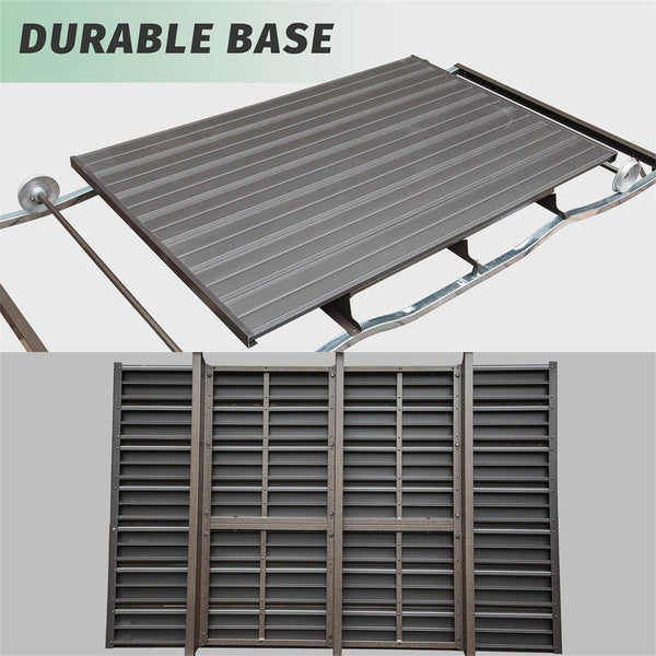 English Elm 4-Seat Retro Metal Glider Bench with Canopy, Aluminum Frame, Smooth Quiet Glide, Weatherproof Comfort W1859S00045