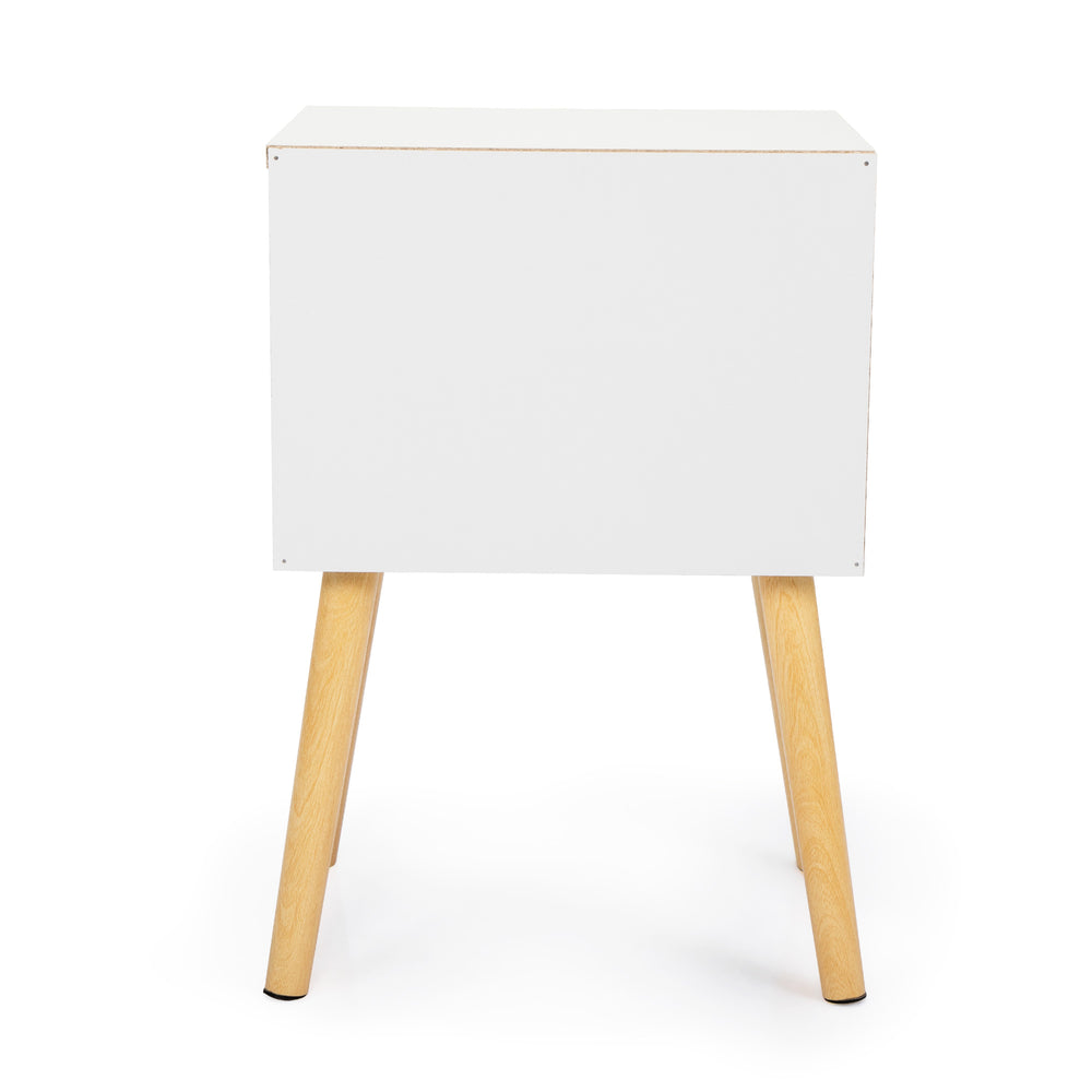 English Elm 2-piece Modern Nightstand Set in White with Drawers & Open Shelf, Pine Legs, Compact 15.7"L x 11.8"W x 23.6"H W2181P149701