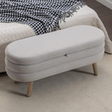 Hearth and Haven 036-Velvet Fabric Storage Bench Bedroom Bench with Wood Legs For Living Room Bedroom Indoor, Light Gray W527121988