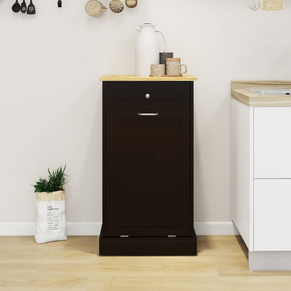 English Elm One Drawer Tilt Out Trash Cabinet Matte Black Mdf Kitchen Storage Bin Organizer W1120127325