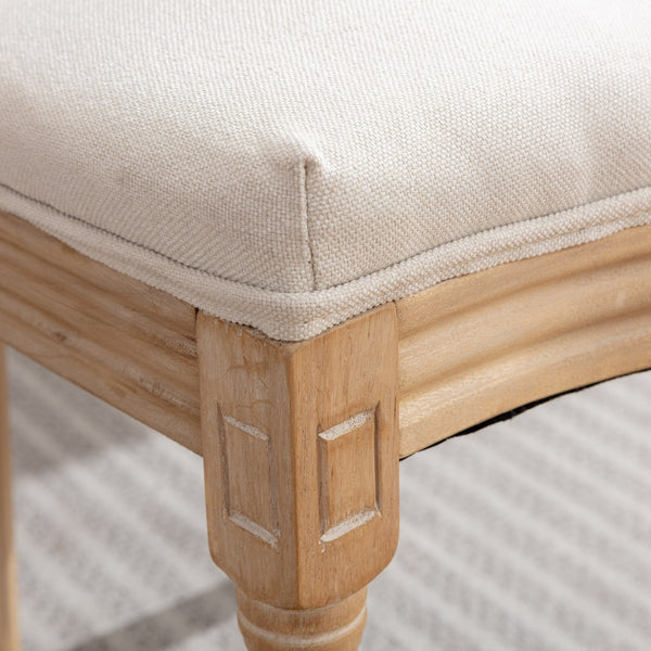 English Elm A&A French Style Dining Chairs Set Of 2 - Solid Wood Frame, Linen Upholstery & Rattan Back, Cream W1143141068