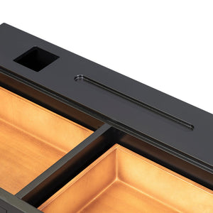 English Elm GO 47" Floating Shelf with Drawer — Sleek Wall-Mounted Vanity Desk, MDF/Iron/Glass, 100lb Capacity WF316977AAB