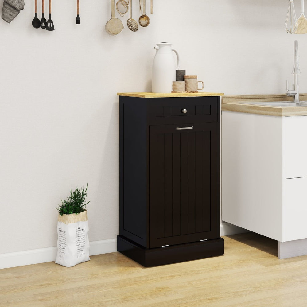 English Elm One Drawer Tilt Out Trash Cabinet Matte Black Mdf Kitchen Storage Bin Organizer W1120127325