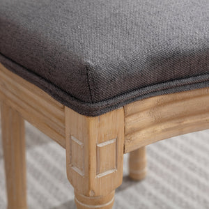 English Elm A&A French Style Solid Wood Dining Chair with Rattan Back & High-Density Foam Cushion for Comfort and Durability Gray W1143141069