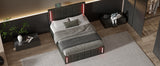 English Elm Full Size Upholstered Bed With Led Lights,Hydraulic Storage System and Usb Charging Station,Black