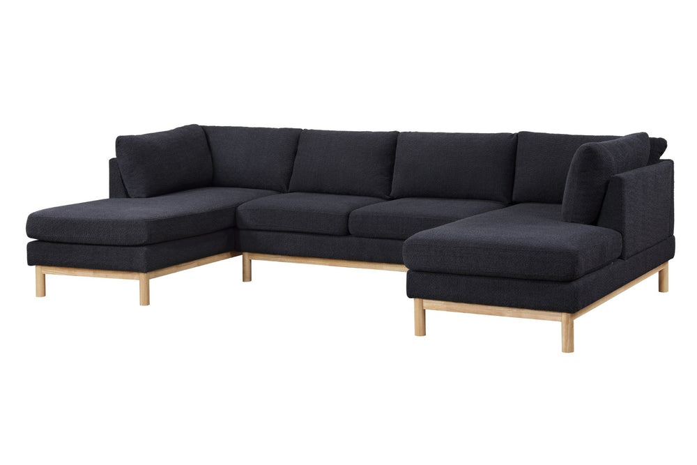 English Elm Hallie Sherpa U-shaped Sectional with Double Chaise for Spacious Living Rooms B061S00782