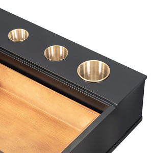 English Elm GO 47" Floating Shelf with Drawer — Sleek Wall-Mounted Vanity Desk, MDF/Iron/Glass, 100lb Capacity WF316977AAB