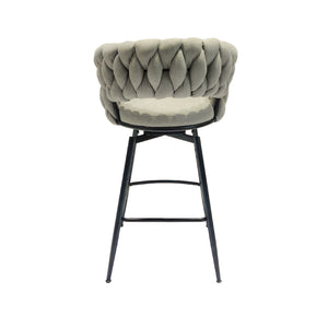 English Elm 28" Linen Woven Bar Chair Set of 2 - 360° Swivel Counter Stools, Grey Upholstered Seats, Sturdy Metal Base W2189131981