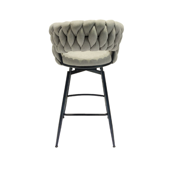 English Elm 28" Linen Woven Bar Chair Set of 2 - 360° Swivel Counter Stools, Grey Upholstered Seats, Sturdy Metal Base W2189131981