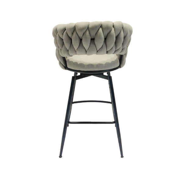 English Elm 26" Swivel Barstools Set of 2 Woven Back Suede Upholstered Gold Leg Counter Chairs W2189S00814