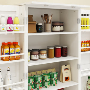 English Elm 50" Freestanding Pantry Cabinet with Led Sensor Light and Adjustable Shelves Mdf White W1120127335