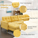 English Elm 110" L-Shape Convertible Sectional Sofa Couch With Movable Ottoman For Living Room, Apartment, Office, Yellow