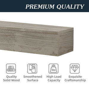 English Elm 72" Solid Cedar Floating Mantel Shelf with Brushed Grain Finish for Farmhouse Decor W1390138523