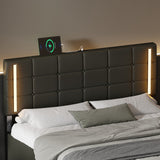 English Elm Full Size Upholstered Bed With Led Lights,Hydraulic Storage System and Usb Charging Station,Black