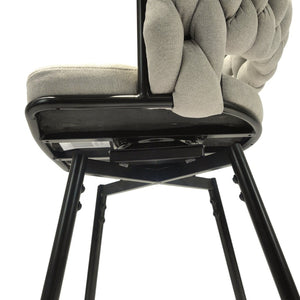 English Elm 26" Swivel Barstools Set of 2 Woven Back Suede Upholstered Gold Leg Counter Chairs W2189S00814