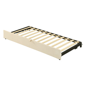 English Elm Twin Upholstered Daybed with Pop-Up Trundle and Slats Kit – Space-Saving Guest Bed with Wheels, Hydraulic Lift, 330lb Capacity Beige SF000005AAA