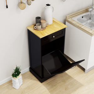 English Elm One Drawer Tilt Out Trash Cabinet Matte Black Mdf Kitchen Storage Bin Organizer W1120127325