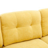 English Elm 110" L-Shape Convertible Sectional Sofa Couch With Movable Ottoman For Living Room, Apartment, Office, Yellow