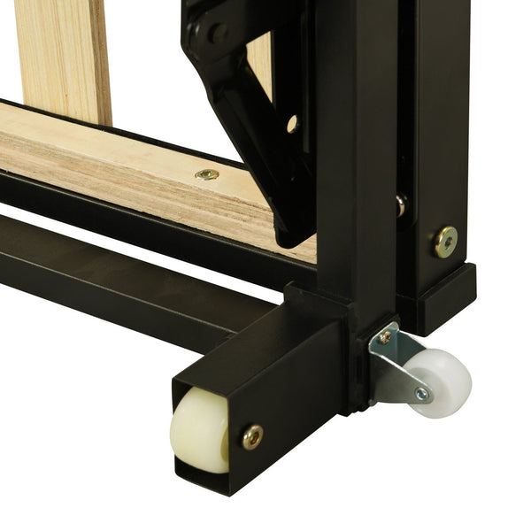 English Elm Twin Upholstered Daybed with Pop-Up Trundle and Slats Kit – Space-Saving Guest Bed with Wheels, Hydraulic Lift, 330lb Capacity Beige SF000005AAA